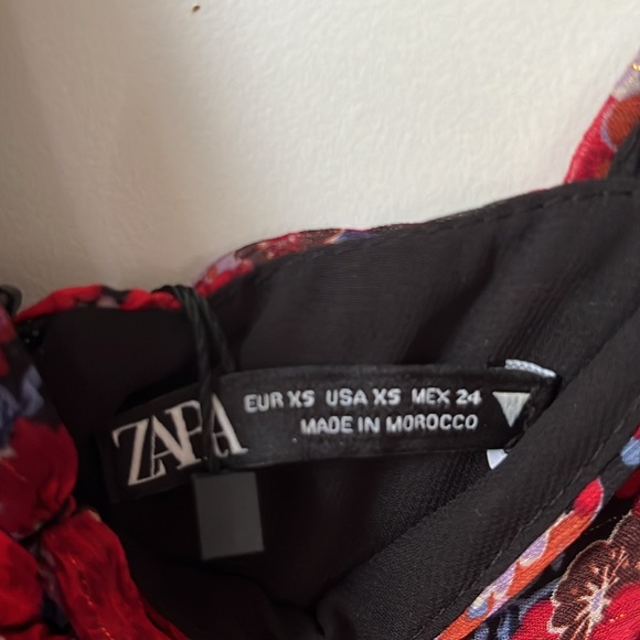 NWT ZARA Ruched Floral Mini Dress XS - Picture 6 of 6